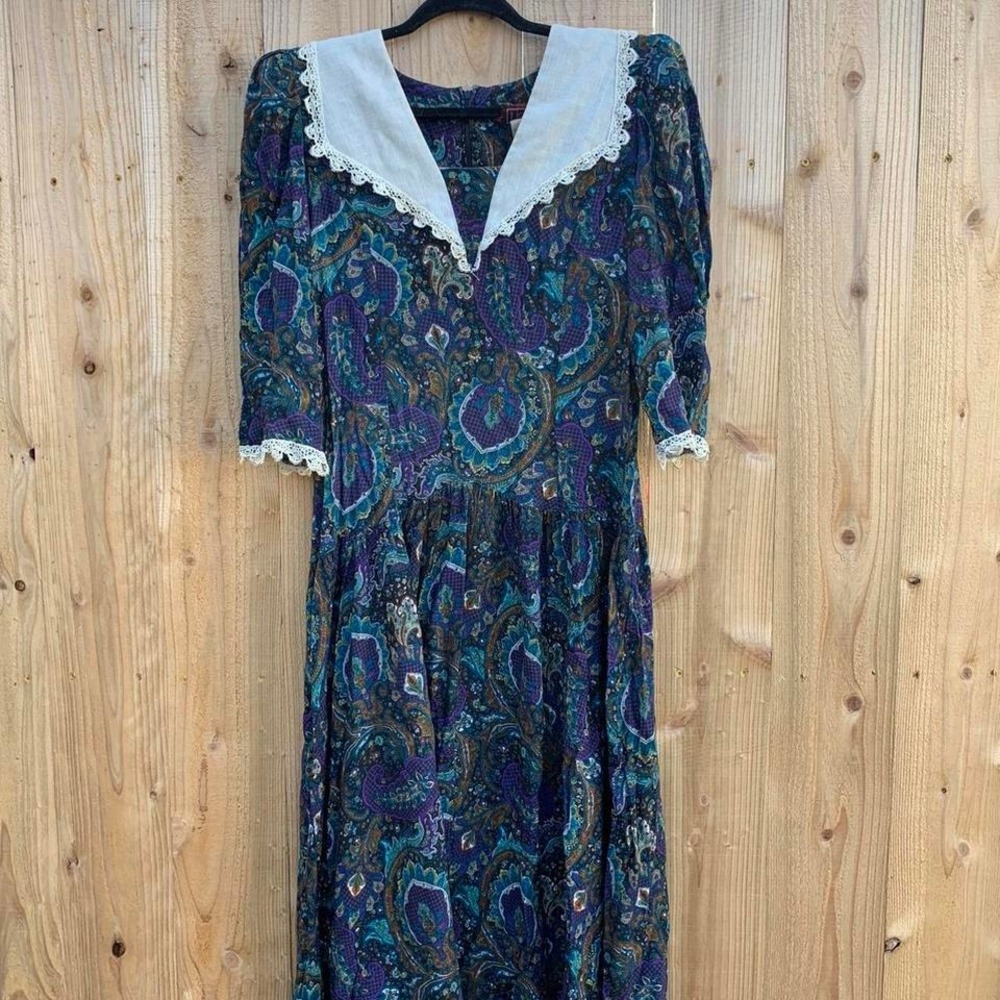 Vintage‎ black & purple collared dress